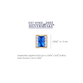 Silvershake Created Blue Sapphire 14K Yellow Gold Plated 925 Sterling Silver Minimalist Fashion Square Geometric Stud Earrings September Gemstone Birthstone Jewelry for Women, Sterling Silver 14K Gold
