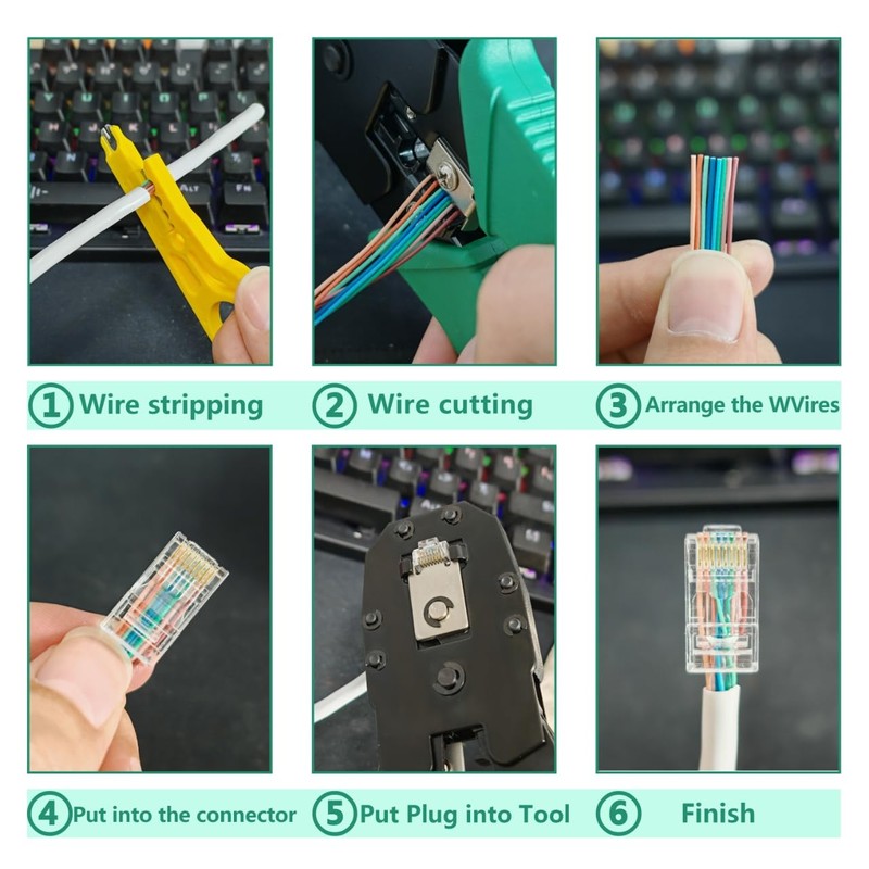 WEETOTUNG Professional RJ45 Crimp Tool Kit Complete Cat5 Cat5e Cat6