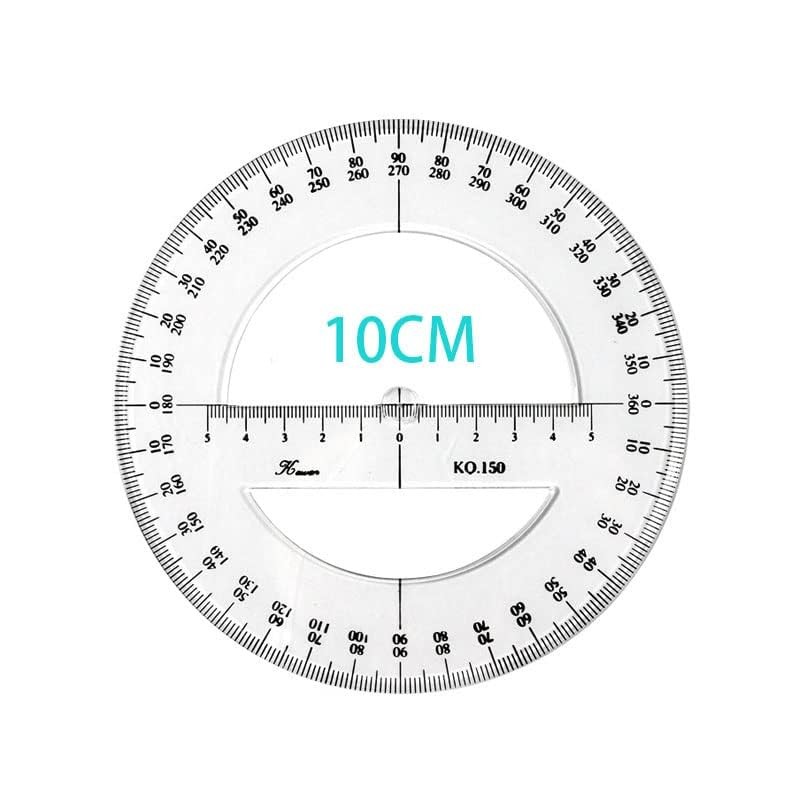 Clear 360 Degree Protractor Ruler, Plastic Circular Protractor Round Circle