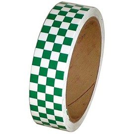 Laminated Checkerboard Outdoor Vinyl Tape 1 inch x 18 Yards (White/Green (Pack of 1))