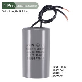 YOKIVE CBB60 Run Capacitor, 450V AC 18uF 50/60Hz with 2 Wires Lead Run Round Capacitor, Low Loss, Great for Air Conditioners Motor (Black, 75x42mm)