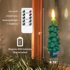 Wroxipel 6pcs Tree Shaped Flameless Real Wax Green Taper Candles