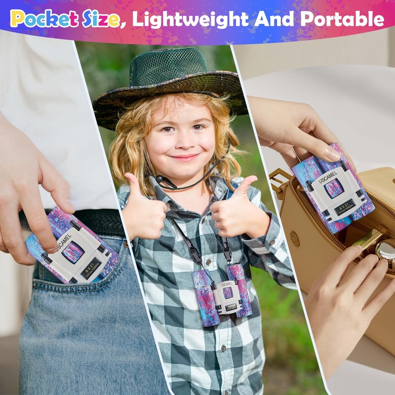 USCAMEL Binoculars for Kids, 8×21 Small Binoculars Adults, Waterproof Compact