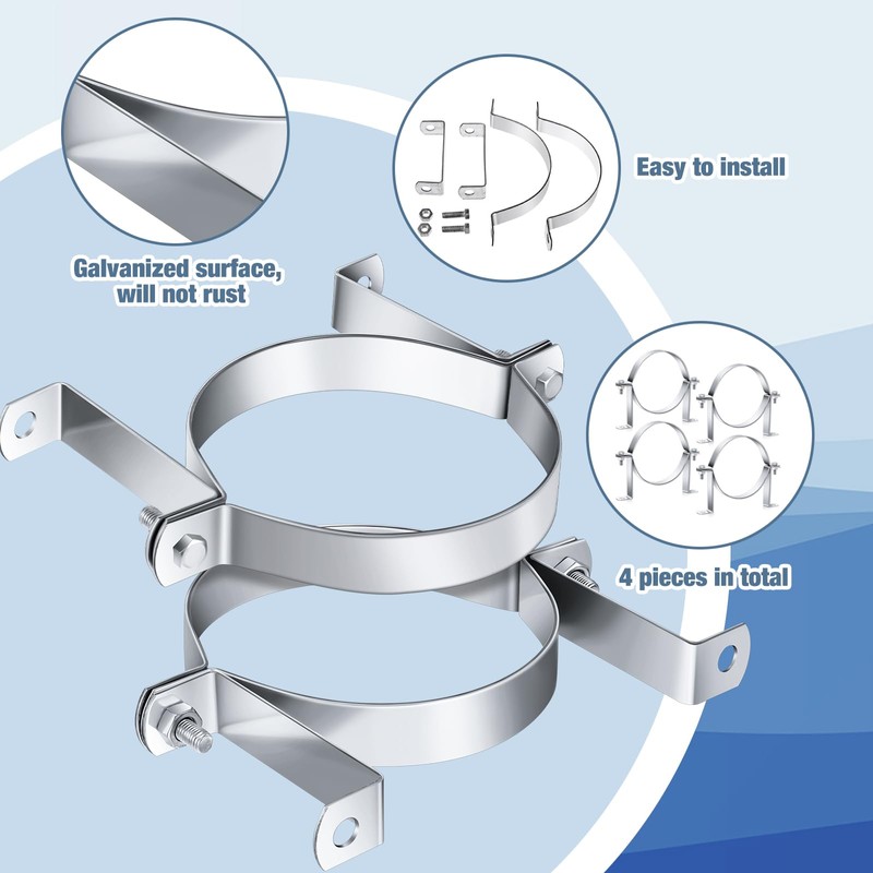 4 Pcs 6 Inch B Vent Wall Strap Round Gas