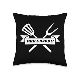Grill Daddy Father's & Dad's Merch Daddy Funny BBQ Barbeque Father's & Dad Who Grill Meat Throw Pillow, 16x16, Multicolor