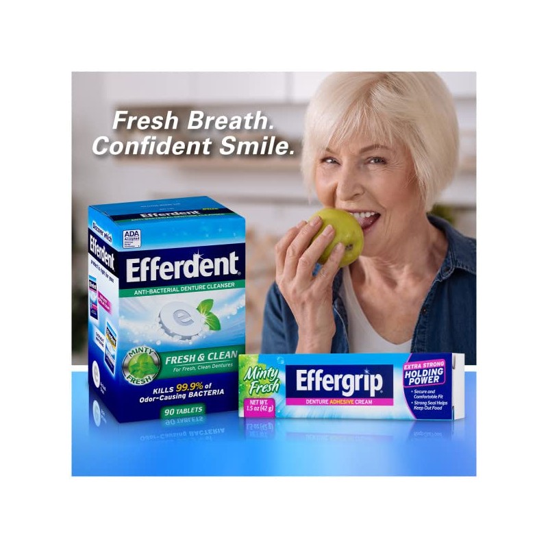 Effergrip Denture Adhesive Cream, Extra Strong Holding Power, 2.5 oz.