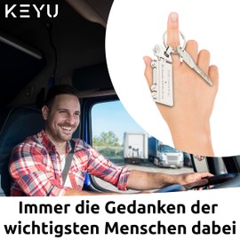 KEYU Guardian Angel Keyring Truck with 2 Texts to Choose From | Gift for Truck Drivers | Key Ring Drive Carefully | Lucky Charm Car | Lucky Charm Small | Truck Accessories, Wir brauchchen Dich Hier