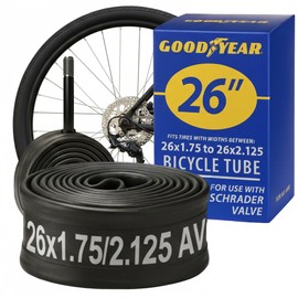 Goodyear Bicycle Inner Tube - Durable 26 Inch Bike Tube with Butyl Rubber - Schrader Valve for Quick Inflation - Easy Installation and Reliable Performance - 26 X 1.75/2.125