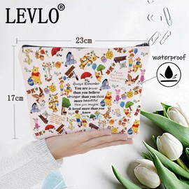 LEVLO Friendship Cosmetic Make up Bag Friend Gift Friendship You Are Braver Stronger Smarter Than You Think Makeup Zipper Pouch Bag For Women, Winnie M Bag, Cosmetic Bag