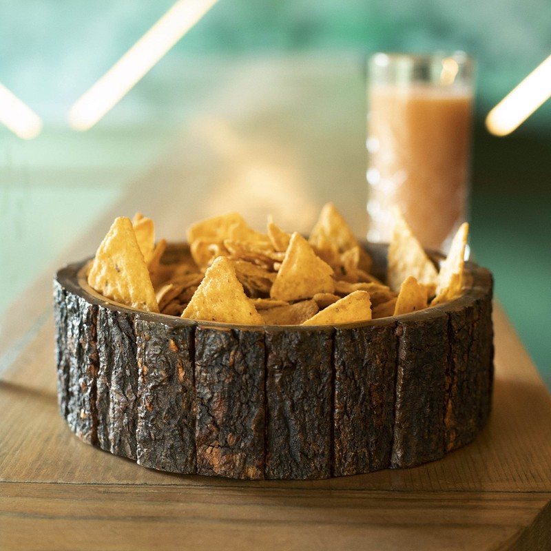 GoCraft Mango Wood Decorative Bowl with Tree Bark Medium 7.5"