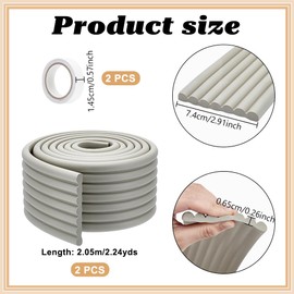 NBEADS 22.42Yards Bumper Protectors, 2.91x0.26inch Corner Protector Table Edge Corner Protector for Edges Table Desk Furniture, Gray