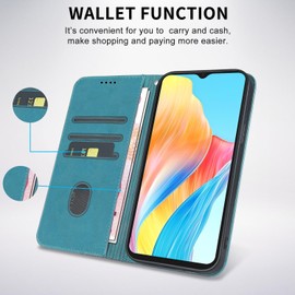 CXTCASE Case for Oppo A38 4G (6.56 Inch), Shockproof PU Leather Flip Folio Cover with Card Slots, Magnetic Wallet Case for Oppo A38 4G, Green