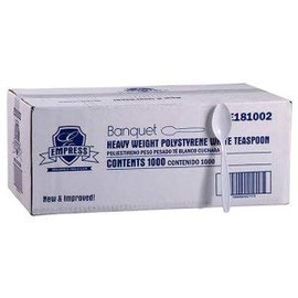 Empress Heavyweight Disposable Teaspoon, White, 1000 Spoons/Carton (1 Carton)