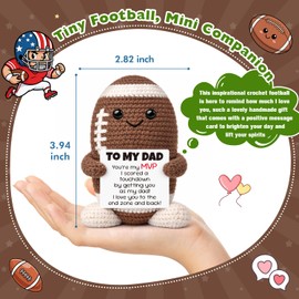 GwhyGifts for Dad from Daughter Son Wife,Birthday Gifts for Father Daddy Dad Husband New Bonus Step Dads Father in Law,Mini Handamde Positive Crochet Football Gifts for Fathers Day Birthday