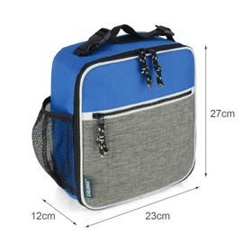 EAGLEMATE Insulated Lunch Bag – Portable Lunch Tote with Clip-on Buckle, Leakproof Interior, Front Pocket & Side Mesh – 7.5L Small Lunch Box for Work, School-BPA Free (Royal Blue/Gray)