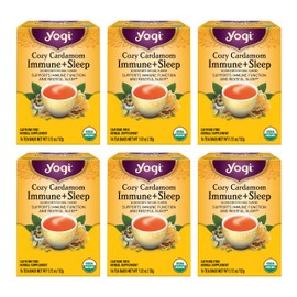 Yogi Tea Cozy Cardamom Immune & Sleep - Organic Herbal Tea for Immune System & Sleep Support - Includes Ashwagandha, Passionflower, Reishi & More - Caffeine-Free - 16 Tea Bags Per Pack (6 Packs)