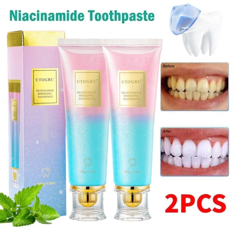2PC Nicotinamide Dazzling Whitening Toothpaste Nicotinamide Formula,Fresh Breath