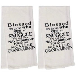 Petal Cliff Blessed are Those who Spoil and Snuggle Hug & Hope Pray and Pamper for They Shall be Called Grandparents. Set of 2, 100% Cotton Flour Sacks Kitchen Towels Size: 20 x 30 Inch.