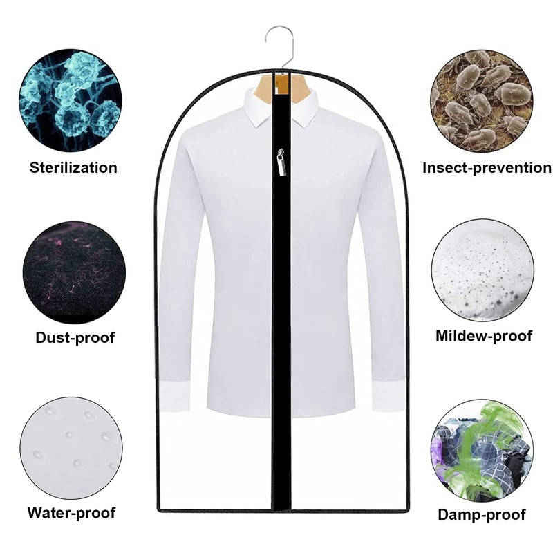 Pack of 6, 2 Sizes, Breathable Garment Covers with Zip,