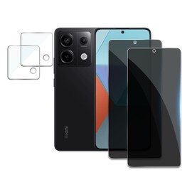 AYWLPP [2+2 Pack] Privacy Screen Protector for Xiaomi Redmi Note 13 Pro 5G, Anti-Spy Shatterproof Tempered Glass with Camera Lens Tempered Glass 9H Hardness Bubble Free Anti-Glare Case Friendly