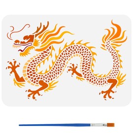FINGERINSPIRE Dragon Stencils with Brush 29.7 x 21 cm Reusable Chinese Dragon Stencil PET Chinese Mythological Animals Decoration Stencils Animal Motifs Template for Wood Wall Fabric