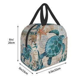 Hulnulnu Turtle Insulated Lunch Bag Reusable Lunch Box Portable Cooler Lunch Boxes Waterproof Lunch Tote for Picnic Office Work