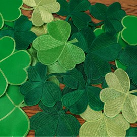 Embroidered St Patricks Day Placemats, St. Patrick's Day Decorations Shamrock Seasonal Spring Table Decorations Indoor Outdoor Dining Green Table Decor (13'' x 19'' Placemats Set of 4)