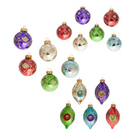 Kurt Adler Glass Multi-Color Glittered Decorative Ball and Finial Ornaments (3 Assorted Sizes)