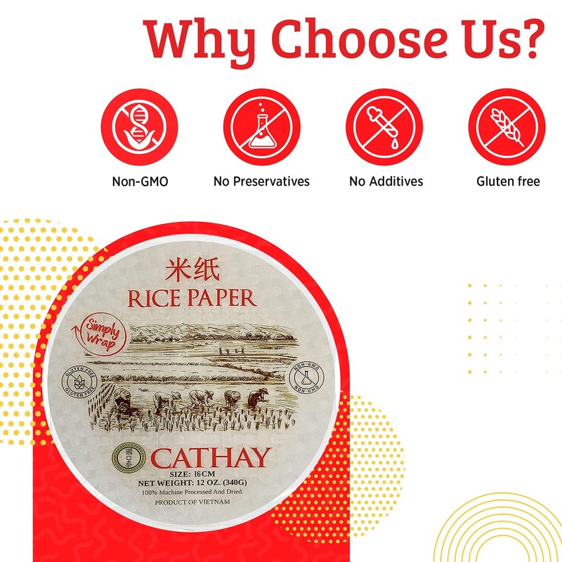 Cathay Fresh Spring Roll Rice Paper Wrappers, Rice Paper Wrappers