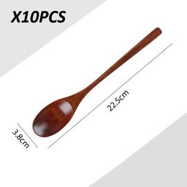 10-Piece Wooden Spoons Set, Wooden Cooking Spoon, Japanese Ramen Spoon, Reusable Kitchen Utensils, Suitable for Home and Restaurant Use