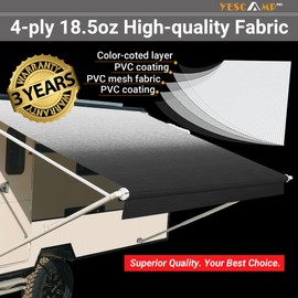 YESCAMP RV Awning Fabric Replacement Heavy Duty Weatherproof 4-Ply 18.5oz Vinyl Camper Awning Fabric - Universal Outdoor Canopy for Camper, Trailer, and Motorhome
