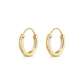 DTPsilver - Women's Square Hoop Earrings 925 Sterling Silver Yellow Gold-Plated - Small / Medium / Large - Thickness 2 mm - Diameter: 10, 12, 14, 16, 18, 20, 30, 40, 50 mm, Sterling Silver, No