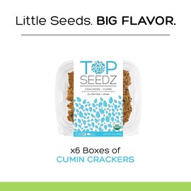 Top Seedz Certified Organic Gluten Free Cumin Seed Crackers | 6-Pack | 5 Ounces | Healthy Vegan Crackers with Plant Based Protein | Made of Sunflower, Flax, Sesame and Pumpkin Seed