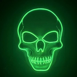Halloween Zombie Party Luminous Skull Cold Light Ghost Face PVC Mask Free Size / Ice Blue (Color Selectable) 10ea