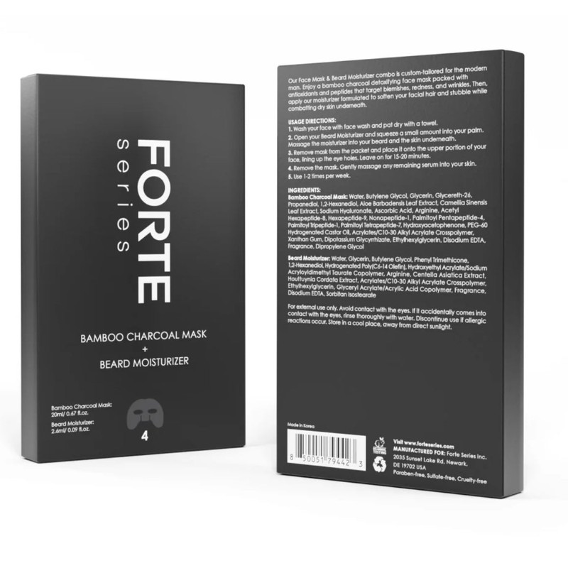 Forte Series Bamboo Charcoal Mask - 4 pack