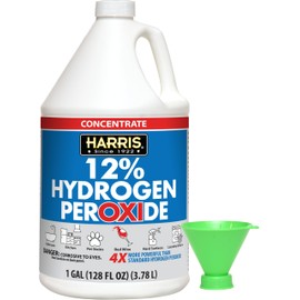 HARRIS 12% Concentrated Hydrogen Peroxide, 128oz, for Kitchen, Bath, Laundry, Home and Garden with Easy Fill Funnel