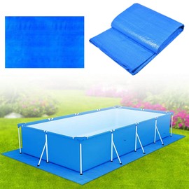 16.4x9.8Ft Rectangular Pool Ground Cloth Waterproof PE Above Ground Swimming Pool Covers mat Tarpaulin Sun-Proof Tarp for Painting, Camping Tarp