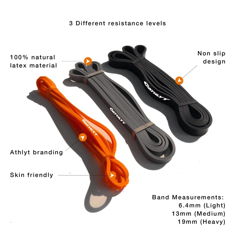 Athlyt - Resistance Bands with Non-slip Design - 3 Resistance