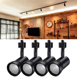 LEONLITE Dimmable LED Track Lighting Heads, 10W 700LM Single Circuit H Type Track Light for Accent Retail Kitchen Art, CRI90 Aluminum, ETL & ES Listed, 3000K Warm White, Black, Pack of 4