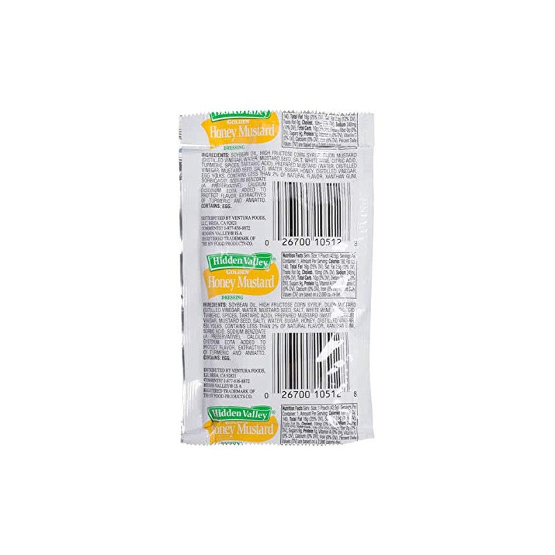 BWS Hidden Valley 1.5 oz. Golden Honey Mustard Dressing Packets,