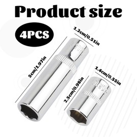 4 PCS 10mm Socket,1/4 Socket Set,1/4-Inch Deep Socket Set,Mini Socket Set,1/4-Inch Drive Deep and Shallow Impact Socket Set,1/4 Sockets for DIY Hand-Making Repair Automotive