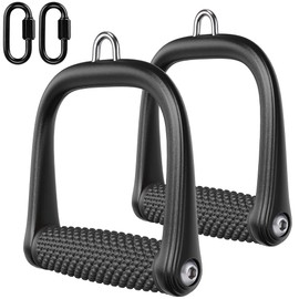 BeneLabel Pulley Handle, 2 Gym Single Handle Cable Attachment Strength Training Triceps D Handles for Lat Pull, Cable Pull, Resistance Bands, Crossover with Rotating Handle & 2 Carabiners, Bump