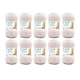 Gründl Baby uni Knitting Yarn / Crochet Yarn (Oeko-Tex Certified Baby Wool, Durable and Easy-Care, 70% Polyacrylic, 30% Polyamide, 50 g/150 m, Needle Size: 3.5 - 4.5, 10 x 50 g), Ecru