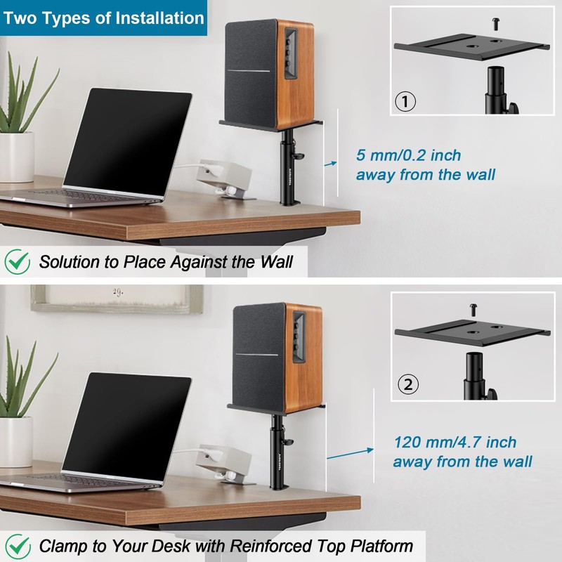 Vondynote Set of 2 Studio Monitor Stands Desktop Clamp Speaker