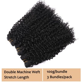 REYNA Synthetic Hair Weave Afro Kinky Curly Hair Bundles 18 Inches 3 Bundles Short Natural Black Jerry Curly Weave Extensions for Black Women(18 18 18 Inch 1B#)