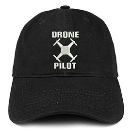 Trendy Apparel Shop Drone Operator Pilot Embroidered Soft Crown 100% Brushed Cotton Cap - Black