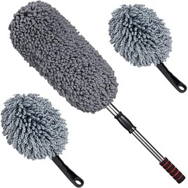3 Pack Large Microfiber Car Duster Exterior Scratch Free with Extendable, Car Duster Interior Multipurpose dust Cleaning