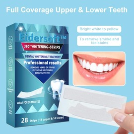 360° Professional Teeth Whitening Strips, Removes Years of Stains for Beautiful Smile, Results in 30 min, Non-Slip, Enamel Safe for Sensitive Teeth, 28 Strips (14 Treatments), Vegan & Mint Flavor