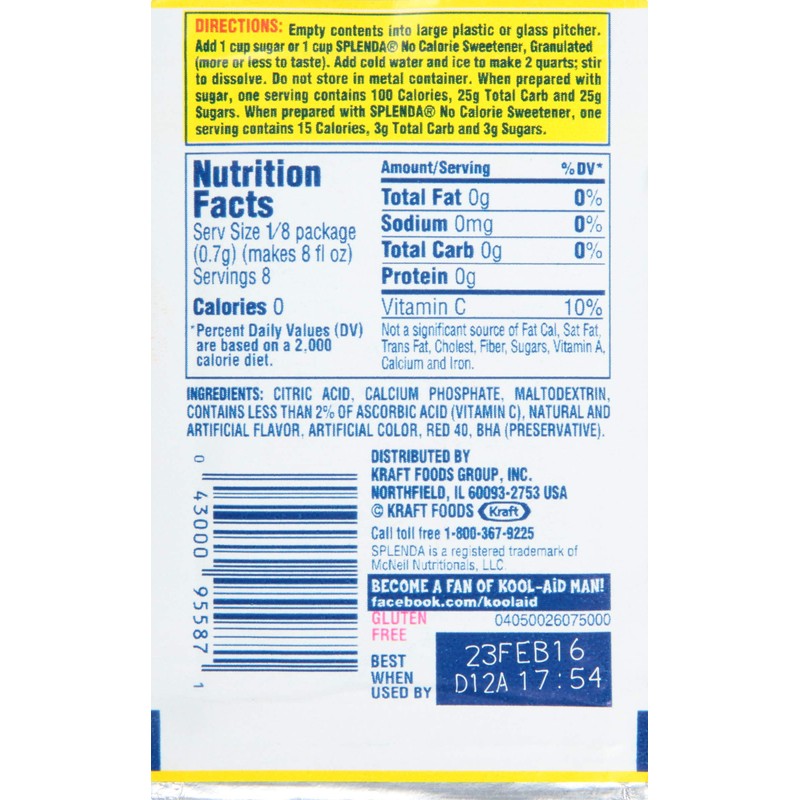 Kool-Aid Strawberry Lemonade Flavored Unsweetened Caffeine Free Powdered Drink Mix