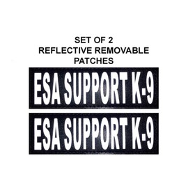 Doggie Stylz Set of 2 Reflective ESA Support K-9 Removable Patches with Hook Backing for Working Dog Harnesses & Vests. Durable and interchangeable - Comes in 3 Sizes small, medium and large